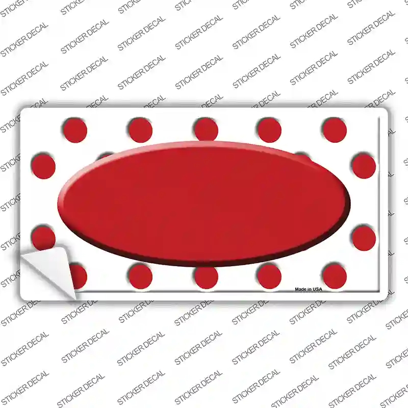 LP-2991s-S Red White Polka Dot Center Oval Novelty Sticker Decal, Small
