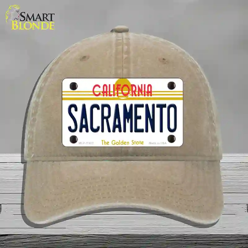 HAT09-MLP-11422 Sacramento California Novelty License Plate Hat, Unconstructed Cotton - Khaki