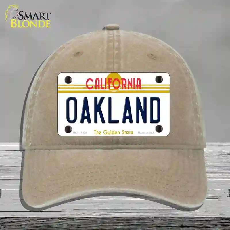 HAT09-MLP-11424 Oakland California Novelty License Plate Hat, Unconstructed Cotton - Khaki