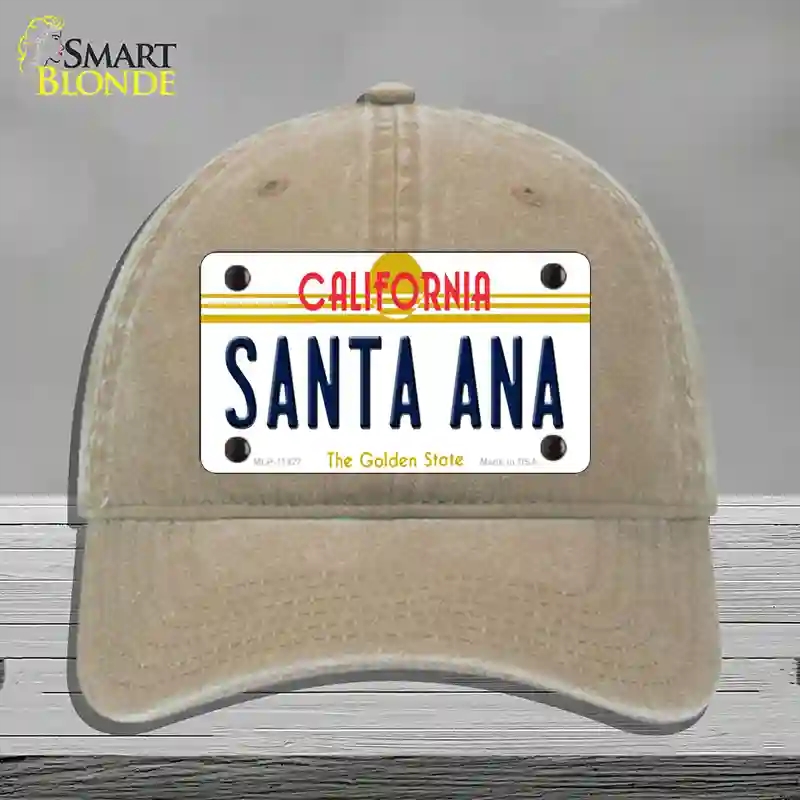 HAT09-MLP-11427 Santa Ana California Novelty License Plate Hat, Unconstructed Cotton - Khaki
