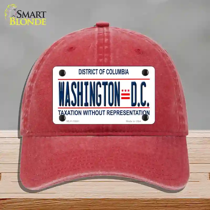 HAT13-MLP-12061 District of Columbia Novelty License Plate Hat, Unconstructed Cotton - Red