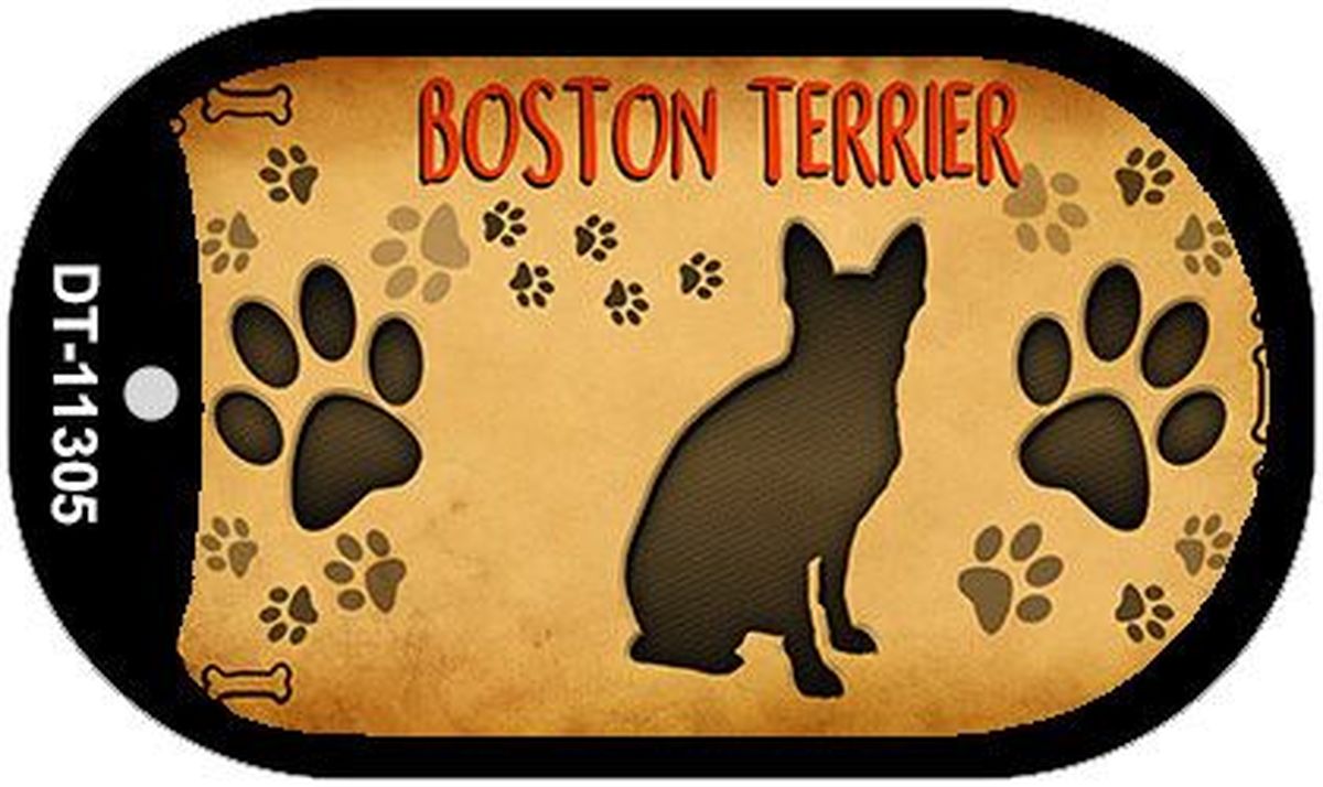 Dt-11305 1.5 X 2 In. Boston Terrier Novelty Metal Dog Tag Necklace