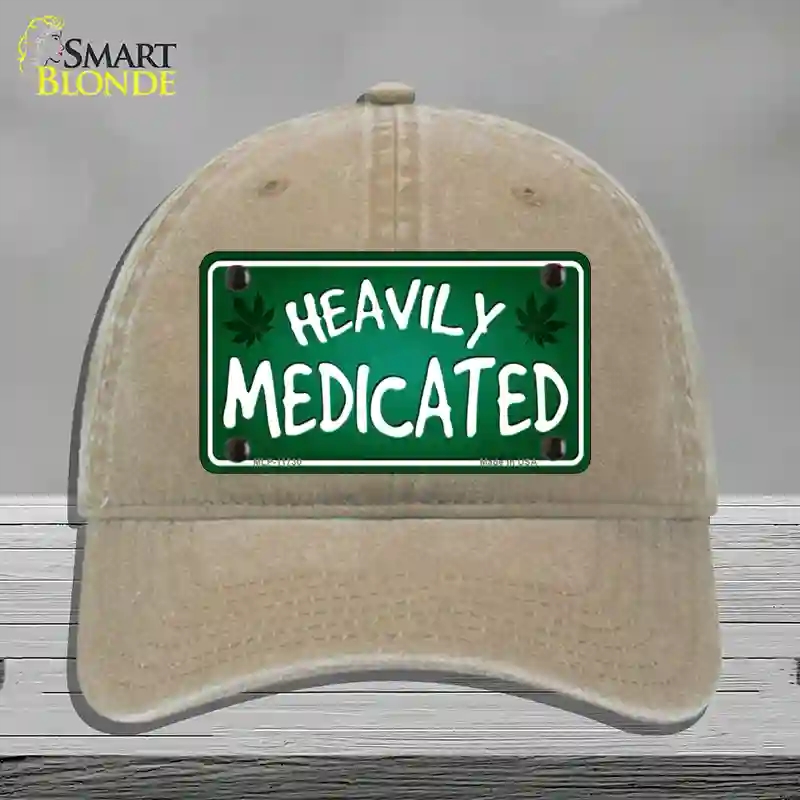 HAT09-MLP-11730 Heavily Medicated Novelty License Plate Hat, Unconstructed Cotton - Khaki