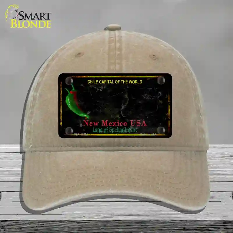 HAT09-MLP-11755 Mexico Black Blank Rusty State Novelty License Plate Hat, Unconstructed Cotton - Khaki