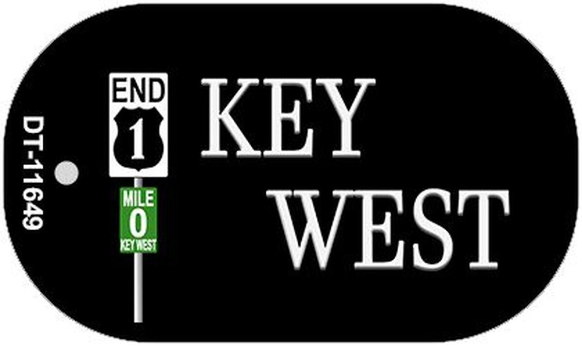 Dt-11649 1.5 X 2 In. Key West Highway Sign Novelty Metal Dog Tag Necklace