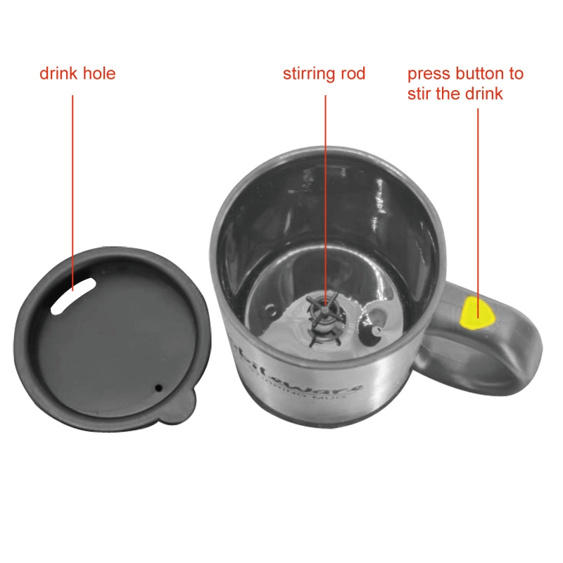 Picture of Sondpex ASM-901 8 oz Self-stirring Coffee Mug, Black & Silver