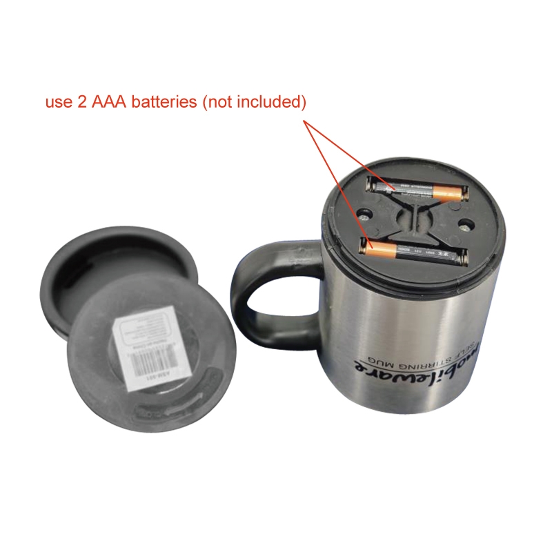 Picture of Sondpex ASM-901 8 oz Self-stirring Coffee Mug, Black & Silver