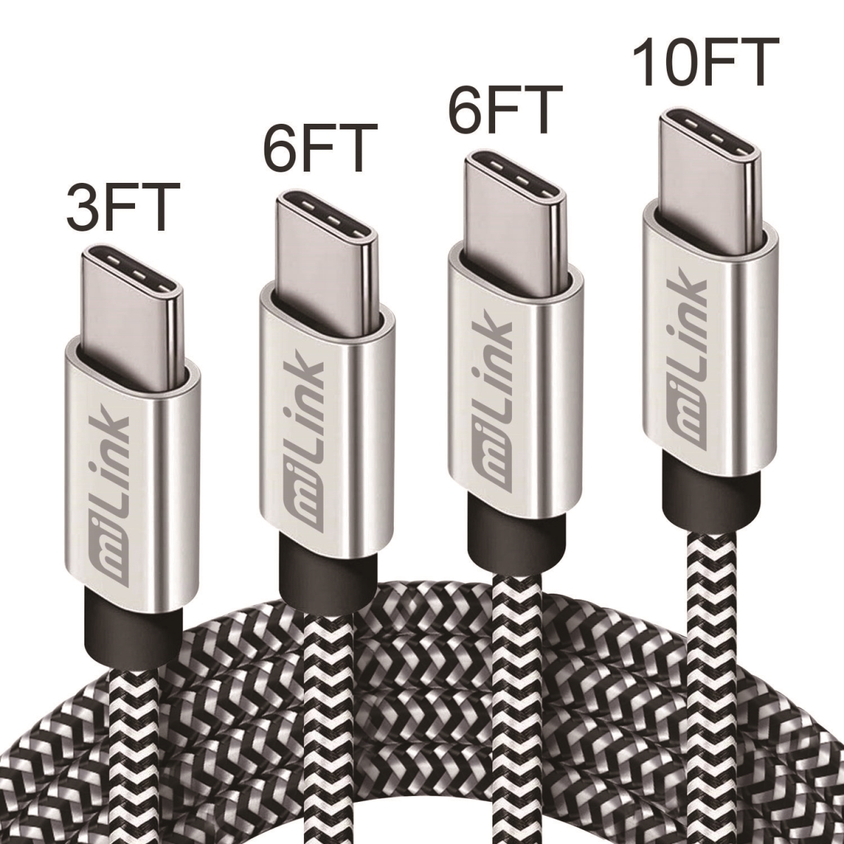 Picture of miLink TC4-i125 4-Pack USB-C (Type-C) Charging and Syncing Cable