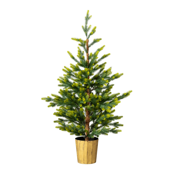 D01027HLFPA 4 ft. Dual Tone Artificial Christmas Tree with Pot Stand, Potted Xmas Pine Tree with 119 Branch Tips, Green - Pack of 2
