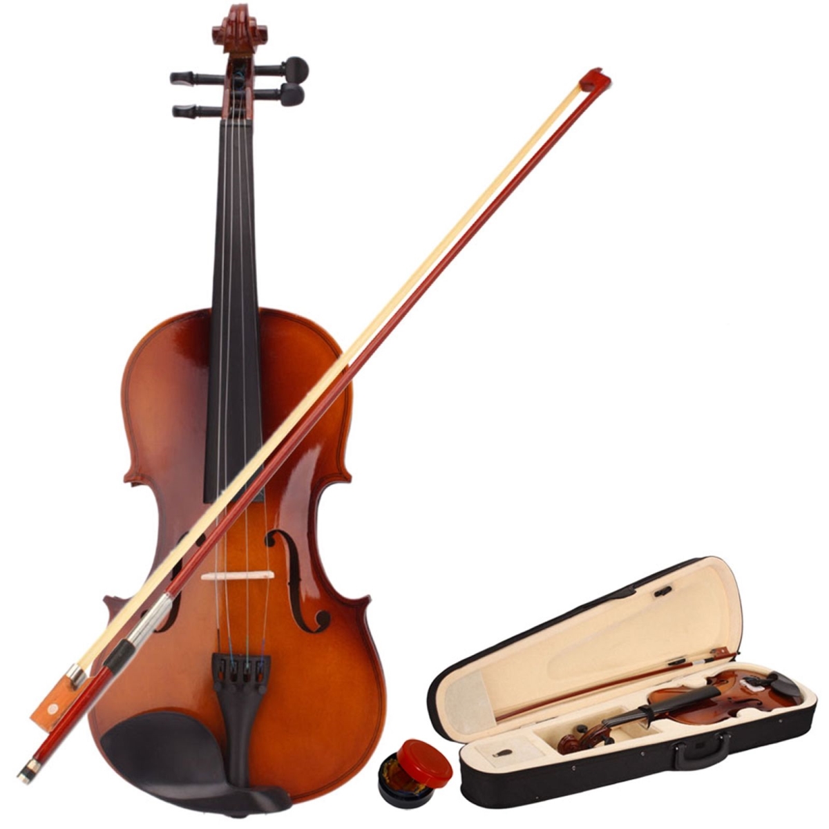 D0102HAHDWV 4-4 Size Acoustic Violin Case - Bow Rosin, Natural