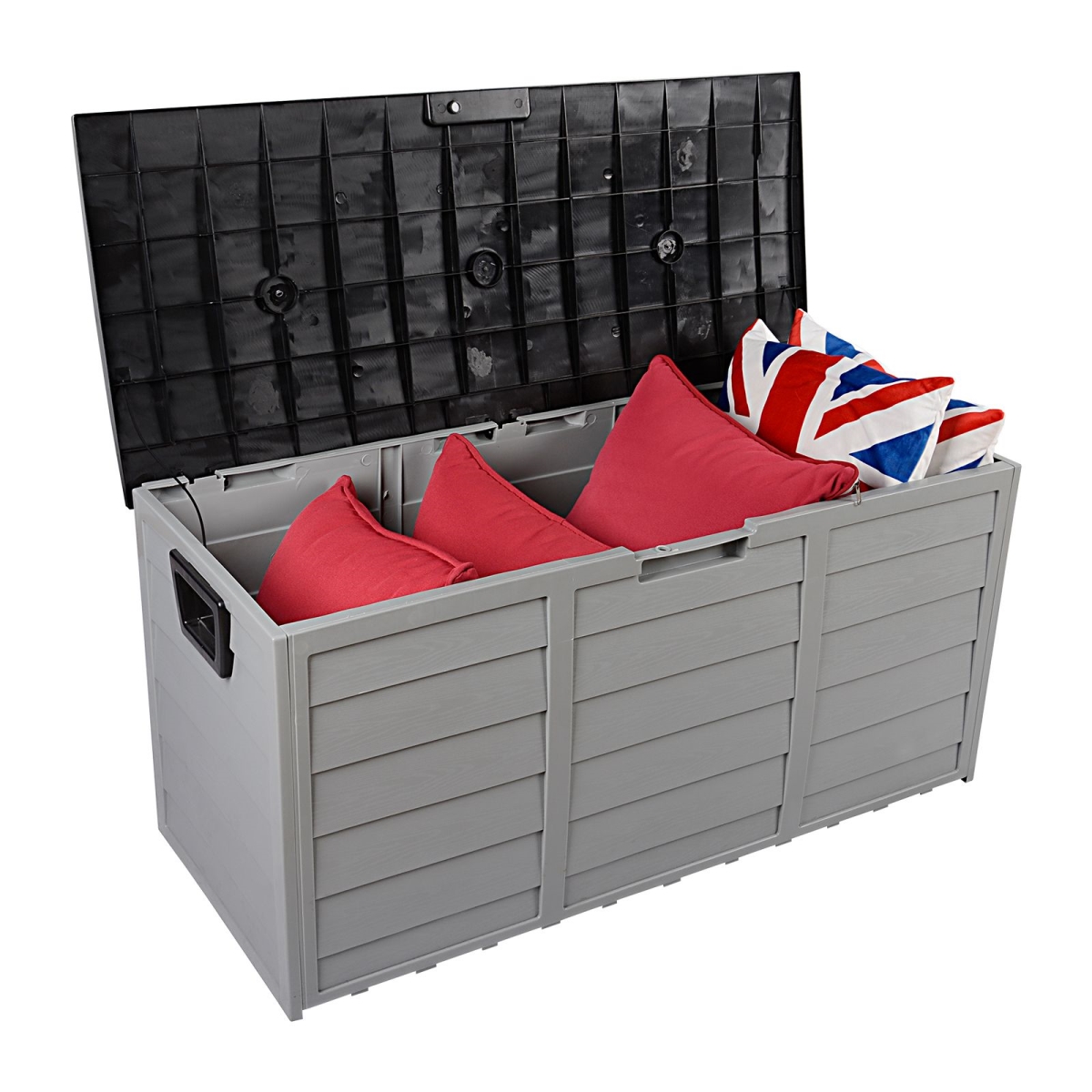 D0102HAPYAY 75 gal & 260L Outdoor Garden Plastic Storage Deck Box - Chest Tools Cushions Toys Lockable Seat