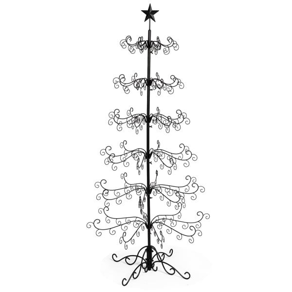 D01027H2BMU 6 ft. Wrought Iron Christmas Tree, Metal Ornament Display Tree Stand for Holiday Party Indoor & Outdoor Decor Hanger - Black