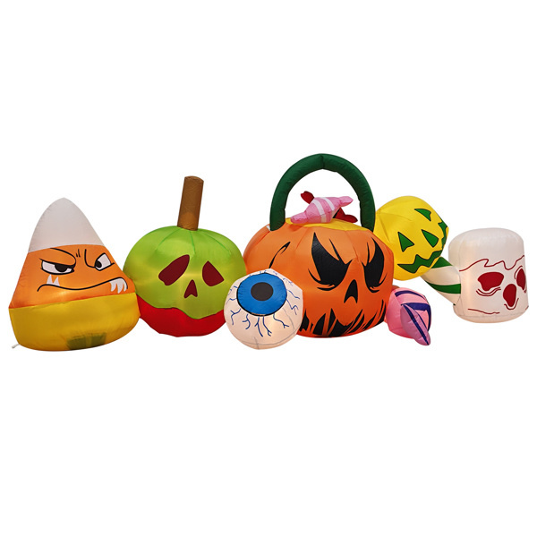D0102X31QHY 8 ft. Long Halloween Inflatables Pumpkins Eyeball Candy Outdoor Decorations, Blow Up Yard Decoration with Built-in LED Light