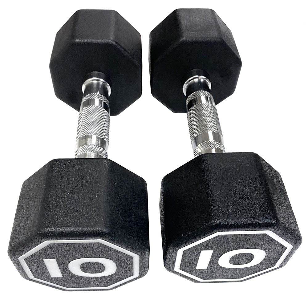 10 lbs Apollo IR3920 Premium Octagonal Dumbbells, Large Numbers Hard Chrome Plated Handle Dumbbells to Assist with Push-UPS - Set of 2