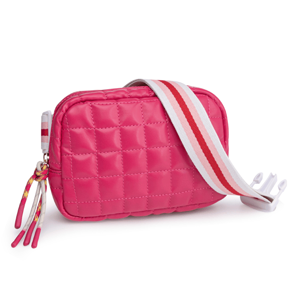 D01027HXY3A Puffer Bag Quilted Belt Bag Small Puffy Fanny Pack for Woman Running Traveling Hiking Workout Sports with Adjustable Strap - Rose