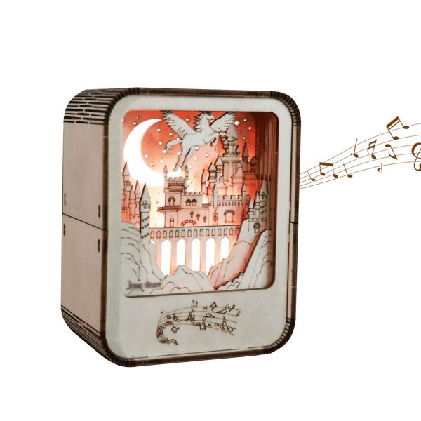 D01027R45E2 Music Park 3D Wooden Puzzles Castle Music Box Night Light DIY Crafts Model Kits Birthday & Christmas Gifts