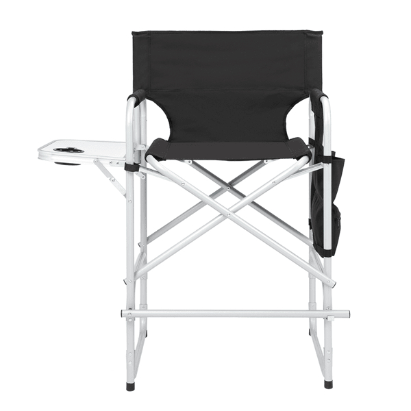 103 x 60 x 499 cm Silver & White Iron Pipe Black Cloth Surface Plastic Sprayed Iron Round Pipe Directors Chair without Carrying Bag - 120 kg