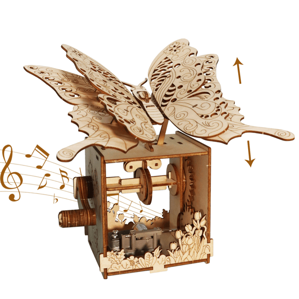 D01027R45RP Music Park 3D Wooden Puzzle Carousel Music Box Handmade Assembly Model Kit - Holidays Birthdays Christmas Gifts