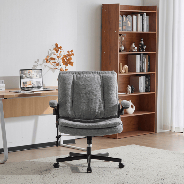 D01027R470P Criss Cross Legged Office Chair with Flip-Up Back Built-In Dynamic Airbag Lumbar Support, Light Green