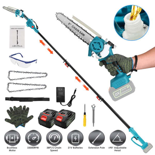 D01027R4HFP 13 ft. 2-in-1 Cordless Pole Saw & Handheld Chainsaw, 1200W Brushless Motor with 2-3000 mAh Batteries
