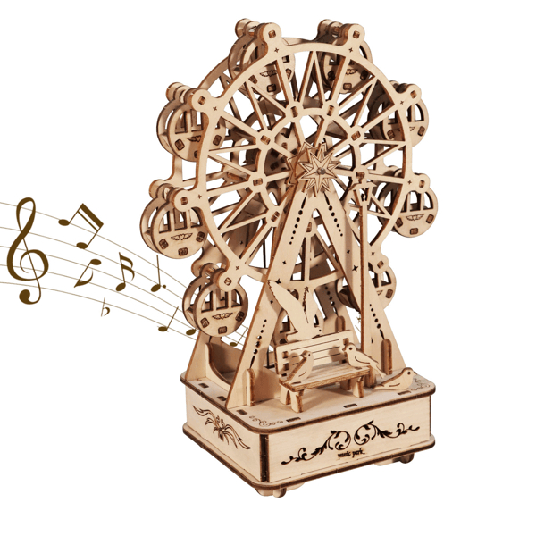 D01027R4XA2 3D Wooden Puzzles Music Box Ferris Wheel DIY Crafts Handmade Model Kits for Womens Birthday Gifts