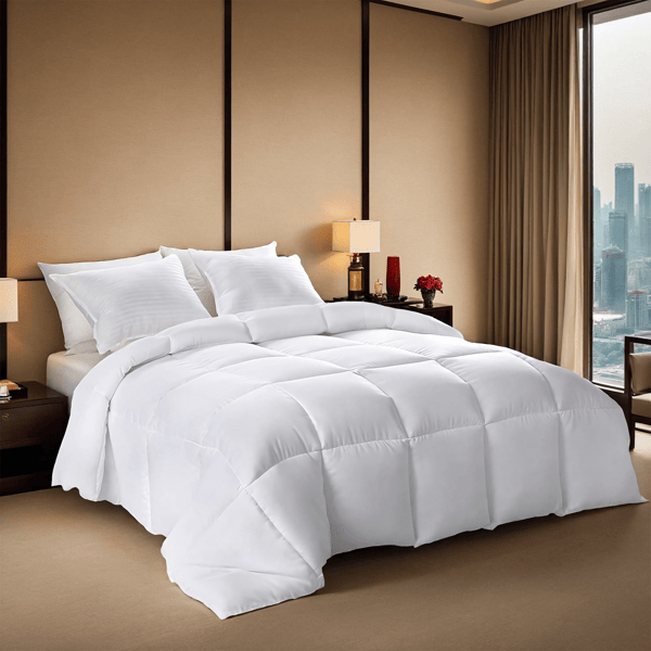 D01027R4XX6 White Soft & Comfortable Plaid Duvet with Skin-Friendly Warmth - Large - Pack of 2