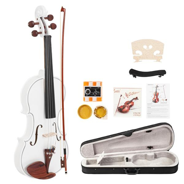 D0102HGVC6Y Glary GV103 4-4 Size Spruce Panel Violin - Matte White