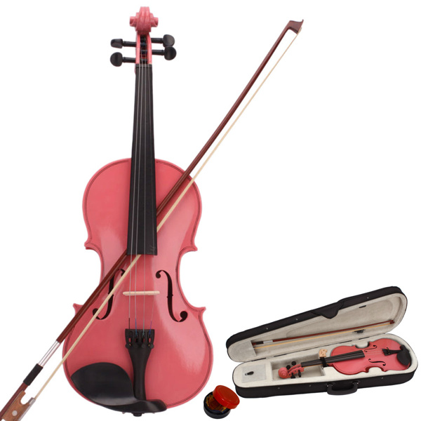 D0102HGVCB7 0.125 Size Acoustic Violin Case - Bow Rosin, Pink