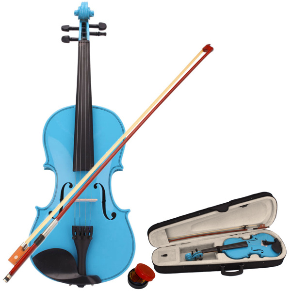 D0102HGVCBU 4-4 Size Acoustic Violin Case - Bow Rosin, Sky Blue