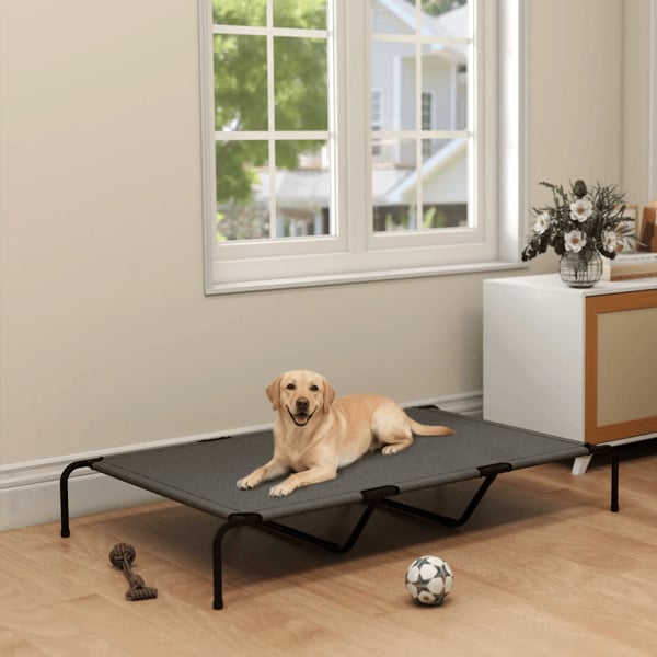 D01027HHMJ7 Dog Cot Cooling Pet Bed, Black & Gray