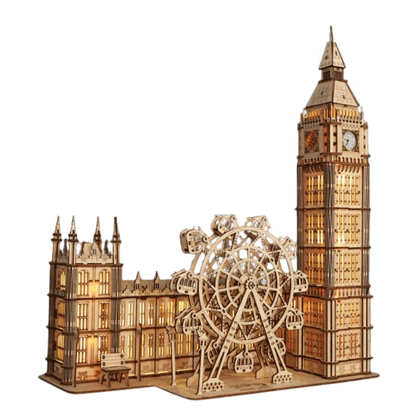 D01027RTH92 3D Wooden Puzzle Big Ben Model Kits Desktop Clock DIY Building Blocks Creative Gift Home Decor for Family Unique Christmas Gift