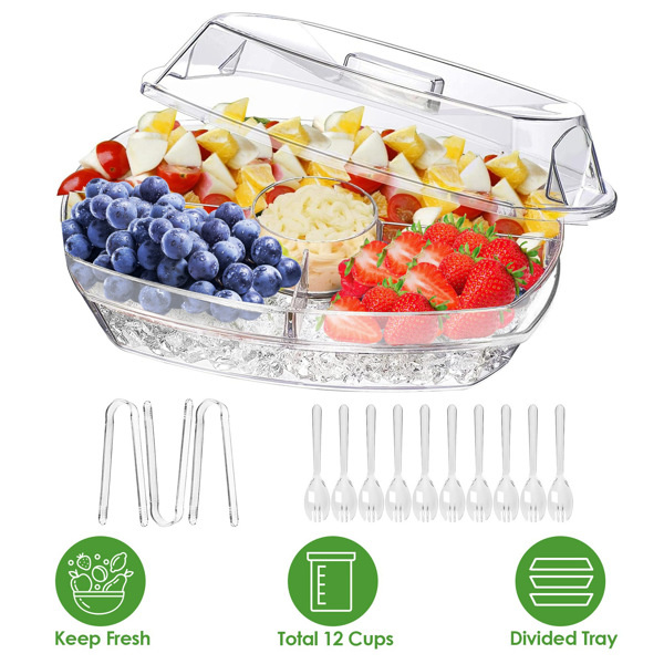 Fruit Ice Serving Tray Chilled Veggie Tray Shrimp Cocktail Serving Dish Appetizer Party Serving Platter Cold Food Buffet Server - Transparent