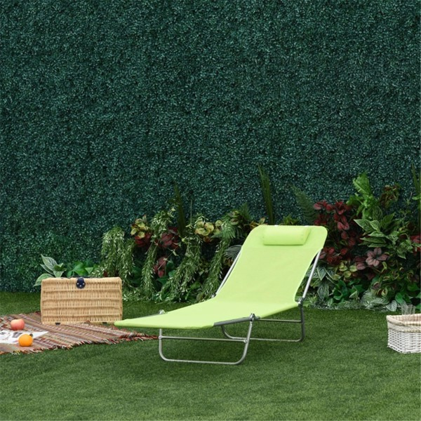 D0102HQEK0W Folding Lounge Beach Chair - Green & Silver
