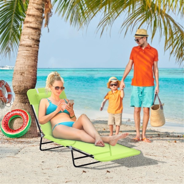 D0102HQEKY7 Folding Lounge Beach Chair - Green & Black