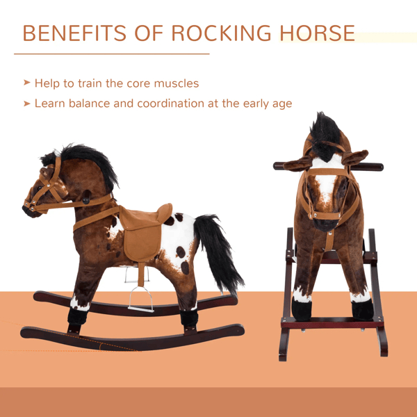 D0102X3D1PG Kids Rocking Horse Toy - Dark Brown