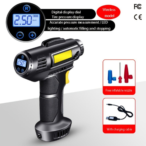 D0102XUIUHA Wireless Portable Car Tire Inflator Pump - Intelligent Digital Display Handheld Air Compressor