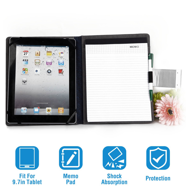 D0102XUWXVU 9.7 in. Tablet PC Protector Organizer Case for Tablets Business Tablet Portfolio with Notepad Paper