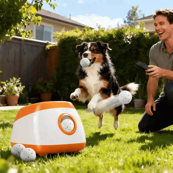 D01027HJ63V Automatic Dog Ball Launcher - Orange & White
