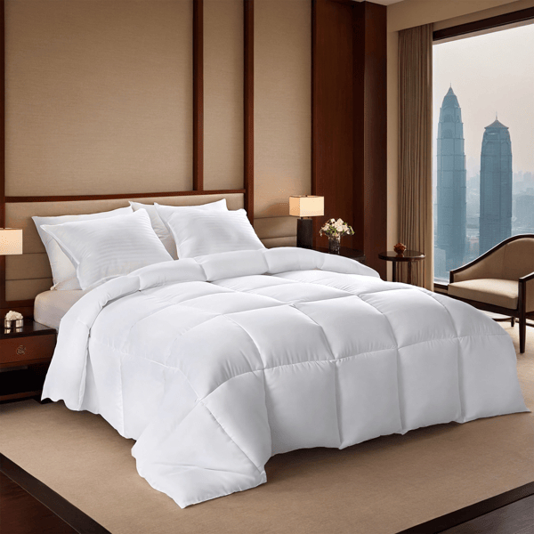 D01027HJ6NG White Plump Duvet, Extra Large Checkered Quilting Luxury-Hotel-Grade for Bedrooms & Guesthouses