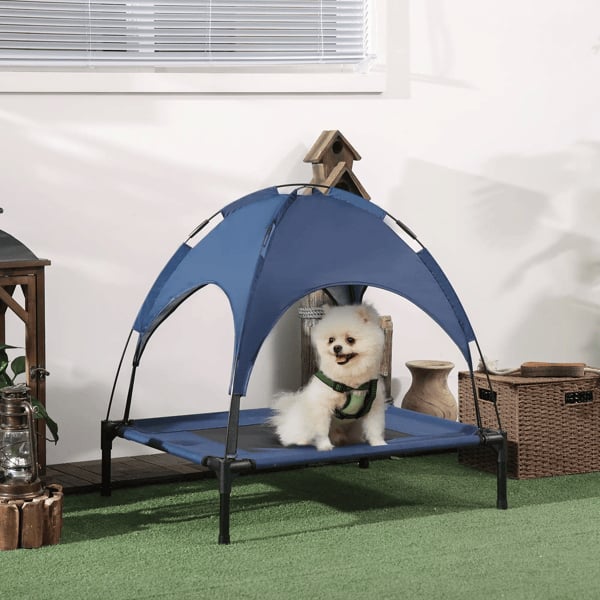D01027RTXV8 Dog Cot Cooling Pet Bed, Dark Blue & Black