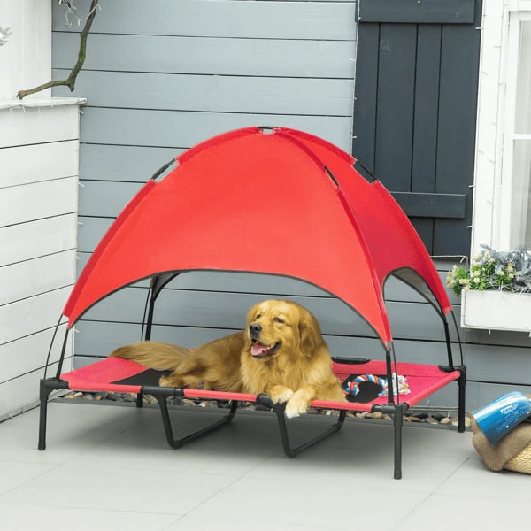 D01027RTXVP Dark Blue & Black Dog Cot Cooling Pet Bed