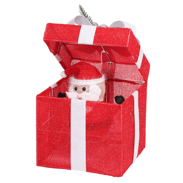 D0102X3K1EU 12 in. Motorized Pop-Up Gift Box with Santa, Outdoor Christmas Decorations with Motor & 60 LED Lights
