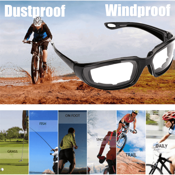D0102X34AGY Motorcycle Sports Biker Riding Glasses Wind Resistant Eye Protection Sports Goggles Cycling Glasses Sunglasses - Clear - Pack of 2