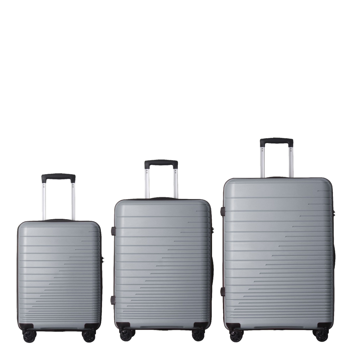D010277W5PX 3 Piece Luggage Set with PP Hard-shell Carry on Suitcase with Spinner Wheels & TSA Lock, Lightweight Suitcase - Dark Gray