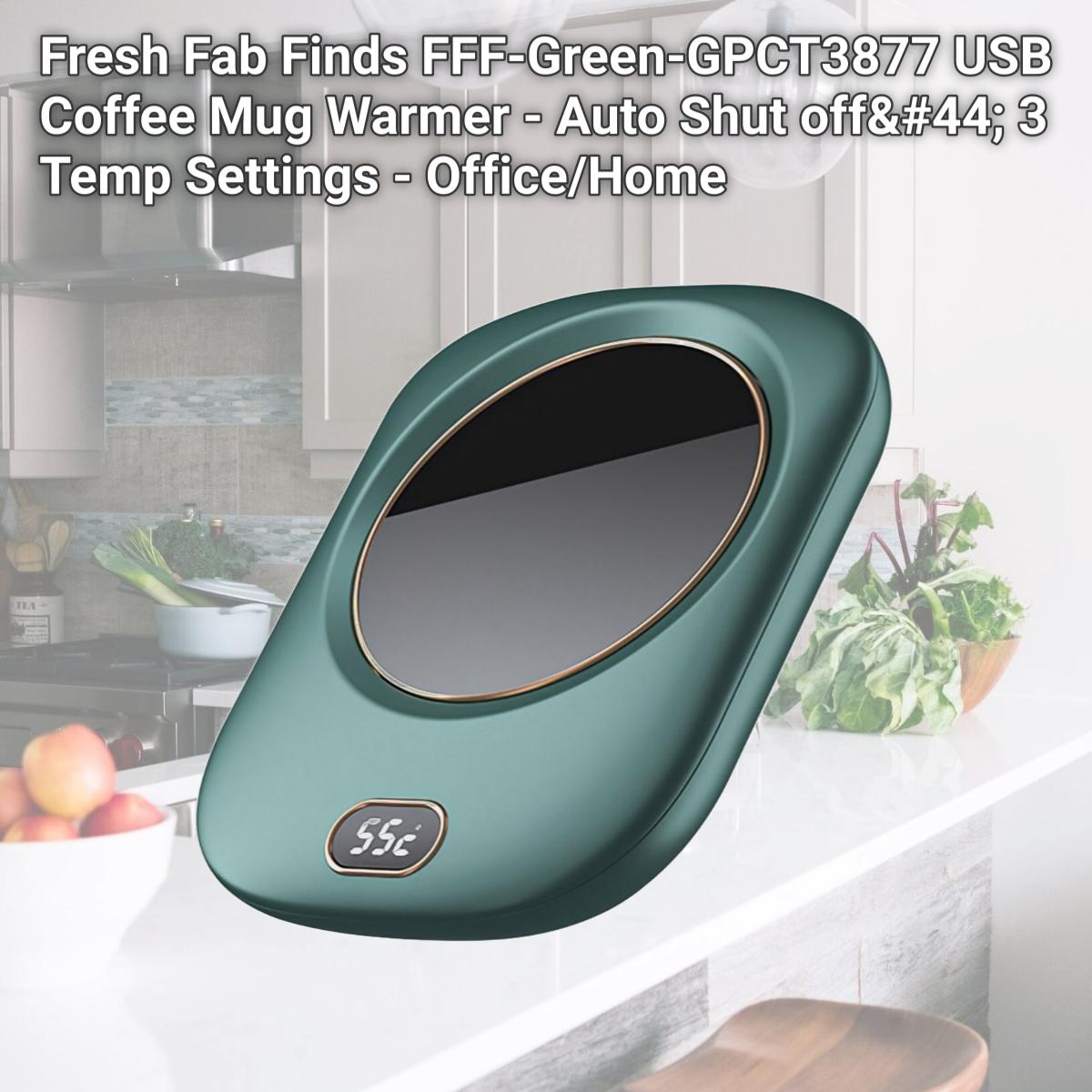 Picture of Fresh Fab Finds FFF-Green-GPCT3877 USB Coffee Mug Warmer - Auto Shut off, 3 Temp Settings - Office/Home
