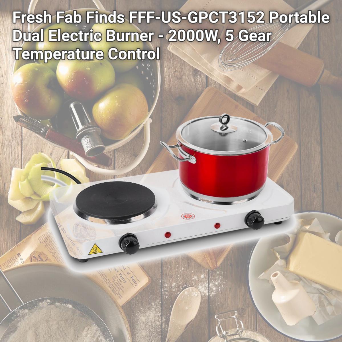 Picture of Fresh Fab Finds FFF-US-GPCT3152 Portable Dual Electric Burner - 2000W, 5 Gear Temperature Control