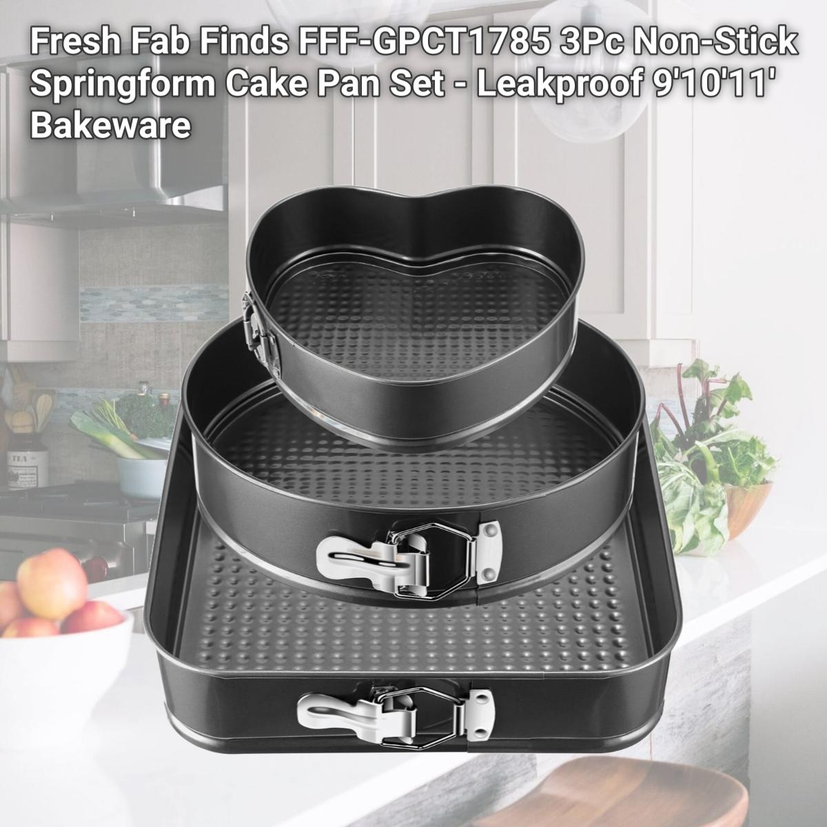 Picture of Fresh Fab Finds FFF-GPCT1785 3Pc Non-Stick Springform Cake Pan Set - Leakproof 9'10'11' Bakeware