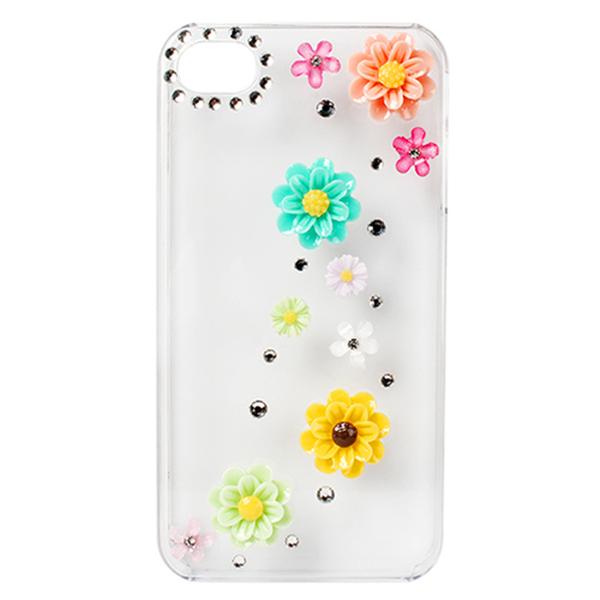 UPC 691303844967 product image for FFF-GPCT425 Transparent Bling Rhinestone Flower Case for iPhone 4 & 4S, Mult | upcitemdb.com