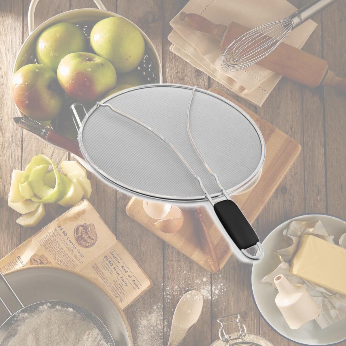 Picture of Fresh Fab Finds FFF-GPCT2763 13 in. Grease Splatter Screen Stainless Steel Fine Mesh Splash Mesh Shield Hot Oil Stopper with Resting Feet for Frying Pan Cooking Woks Skillets Pots Pan - Unisex
