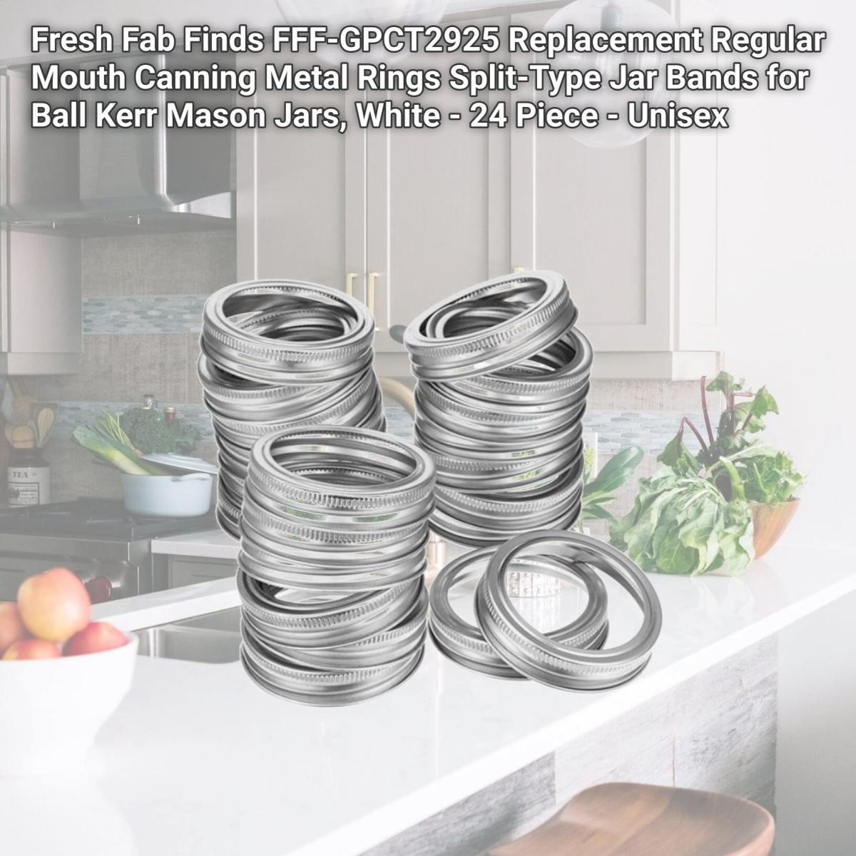 Picture of Fresh Fab Finds FFF-GPCT2925 Replacement Regular Mouth Canning Metal Rings Split-Type Jar Bands for Ball Kerr Mason Jars, White - 24 Piece - Unisex